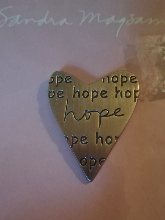 Sandra Magsamen Jewelry - Heart-Shaped Hope Brooch in Silver Tone